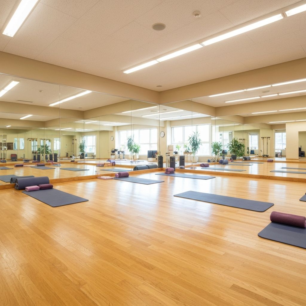 Inside XFlow studio with practice area